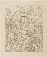 TvB G 1985
<br/>
Middeleeuws tafereel: Oordeel van ....
<br/>
<em>Monche (?) (XX)</em>